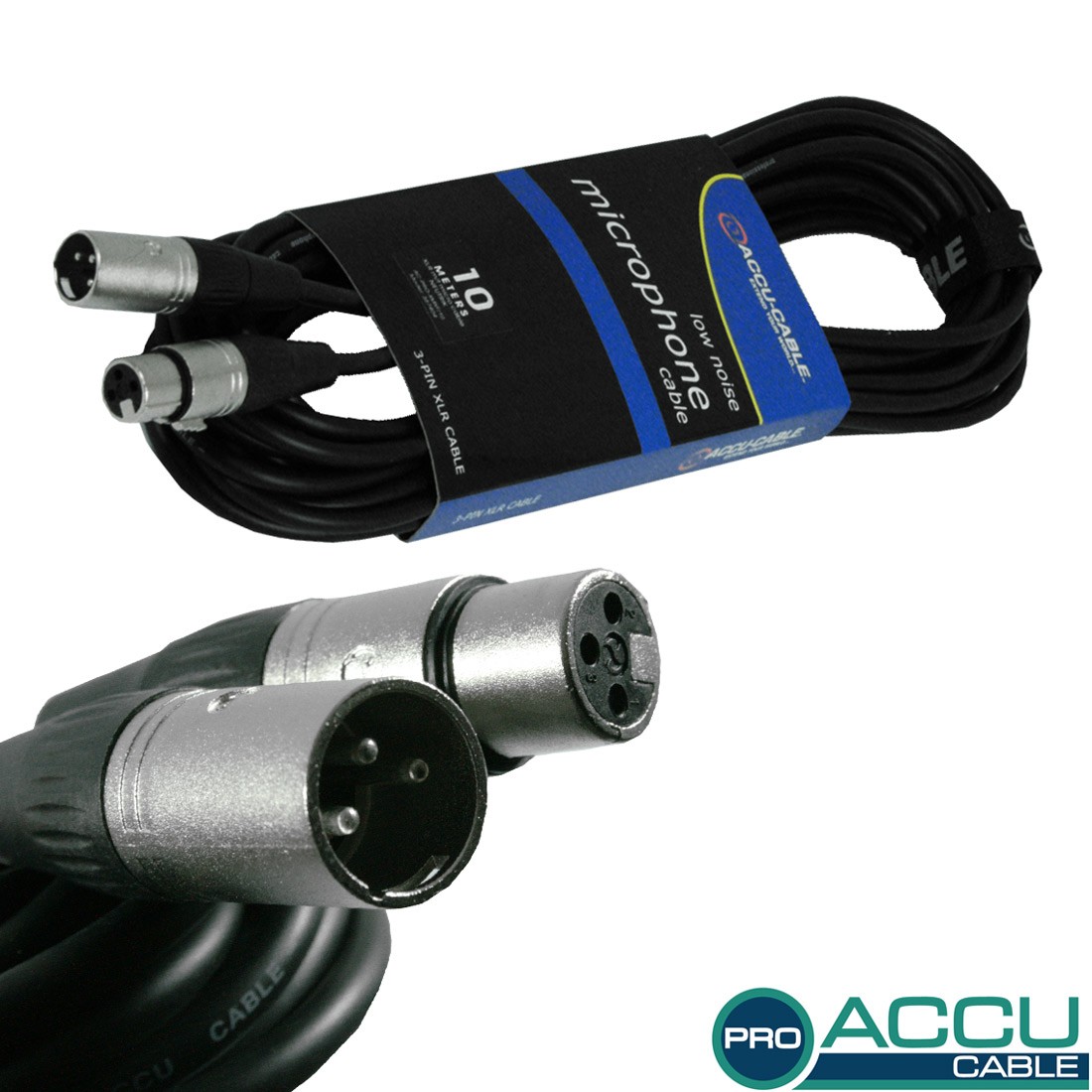 Mikrofonkabel Accu-Cable XLR-XLR schwarz 10m - Abverkauf Mikrofonkabel Accu-Cable XLR-XLR schwarz 10m - Abverkauf