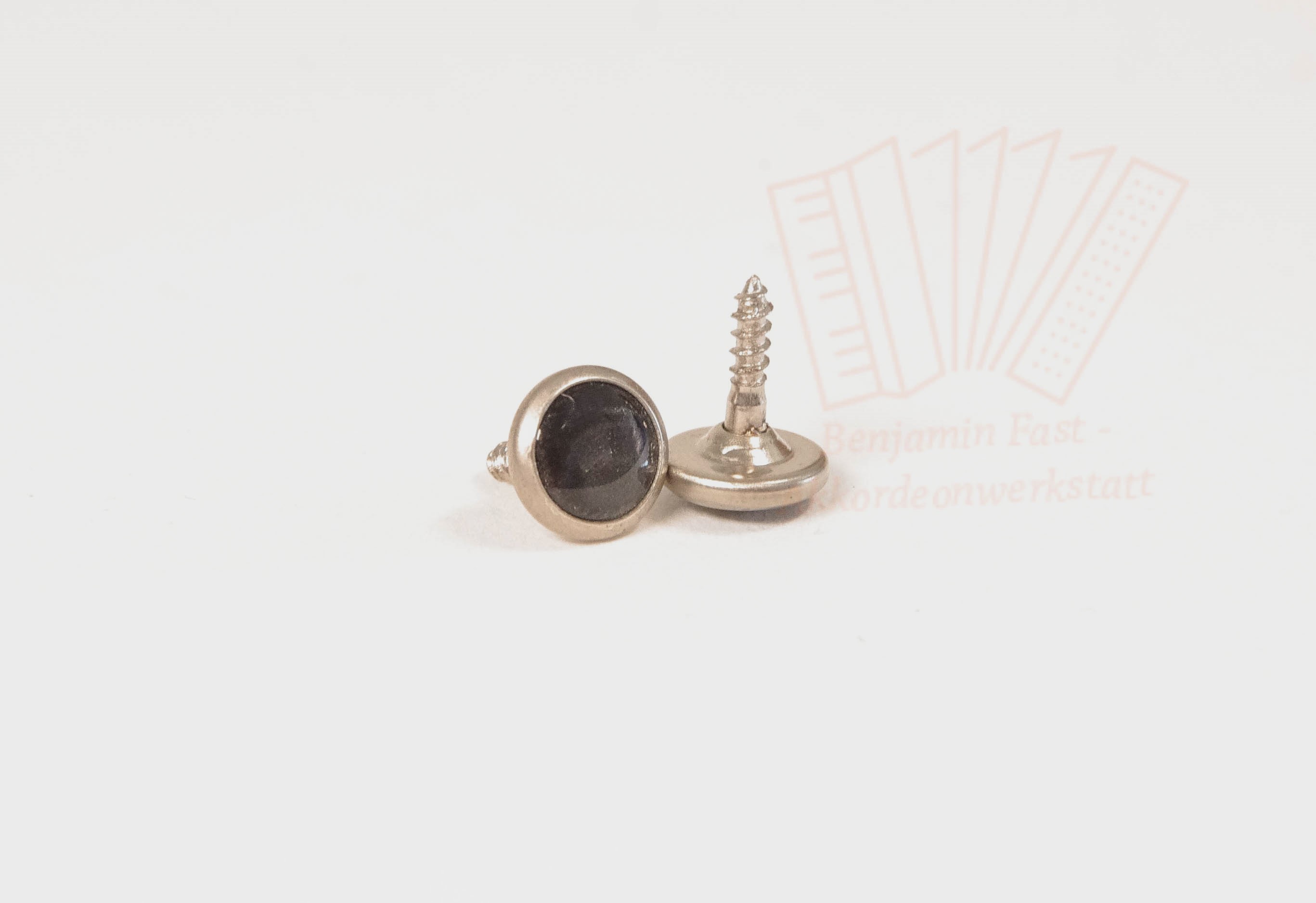 Knopf schwarz/silber 9,6mm glatt Gewinde Knopf schwarz/silber 9,6mm glatt Gewinde