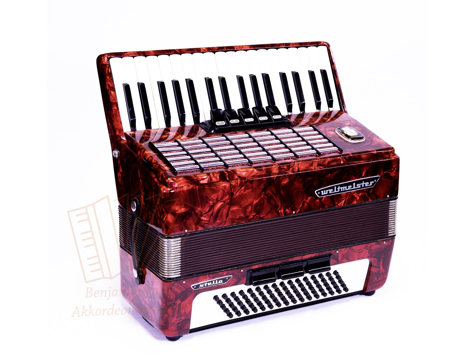 Akkordeon Weltmeister Stella 80 34/80/III/5/3 rot - gebraucht