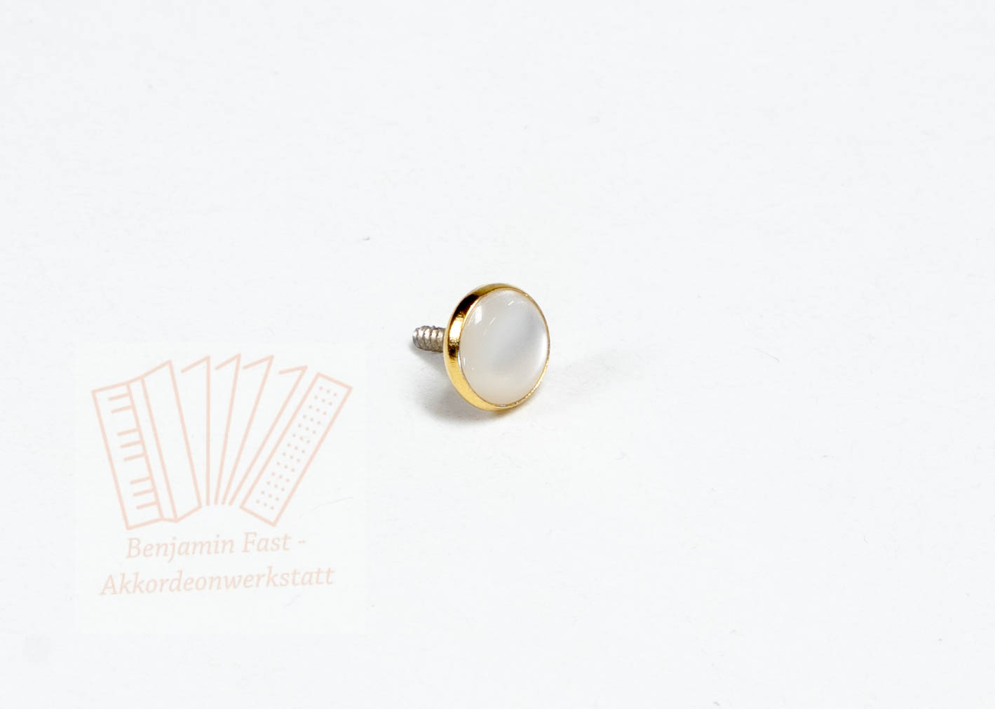 Bassknopf weiß/gold 9,6mm glatt Gewinde