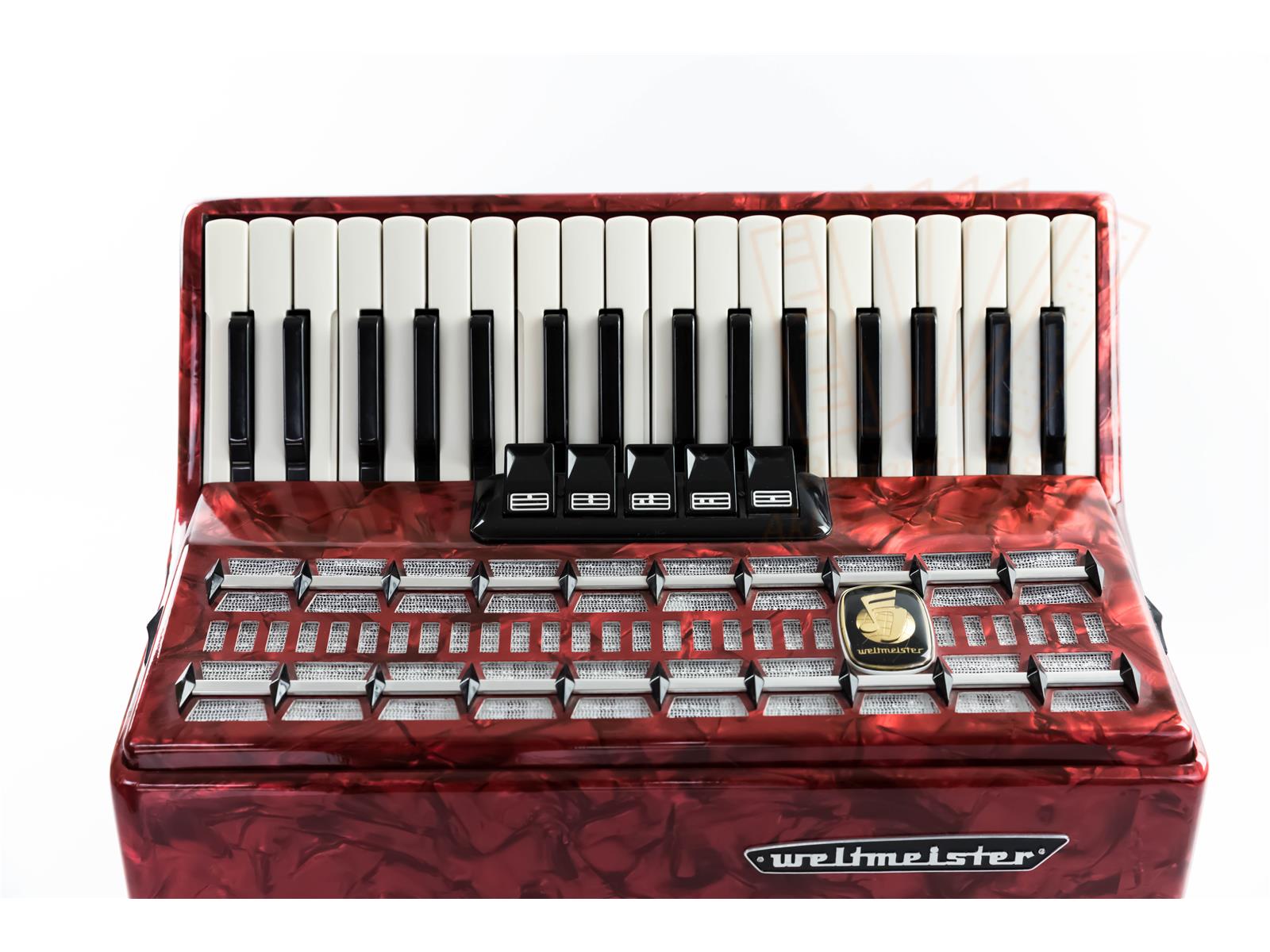 Akkordeon Weltmeister Serino 34/80/III rot gebraucht Akkordeon Weltmeister Serino 34/80/III rot gebraucht