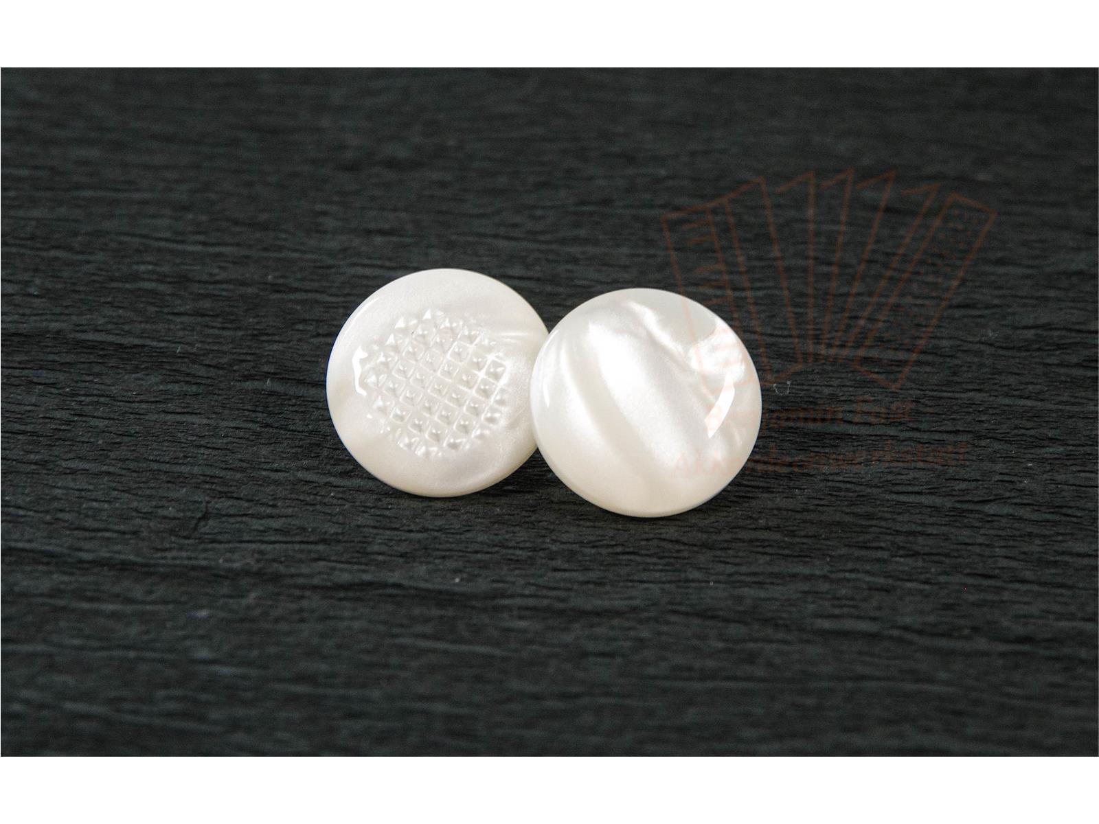 Diskantknopf 14mm Gewinde weiß-perlmutt Diskantknopf 16mm Gewinde weiß-perlmutt geriffelt
