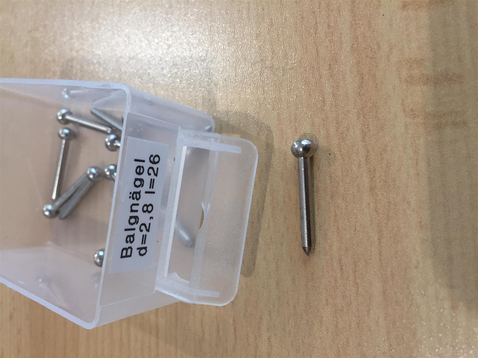 Balgnagel Kugelkopf 2,8x26mm vernickelt Balgnagel Kugelkopf 2,8x26mm vernickelt