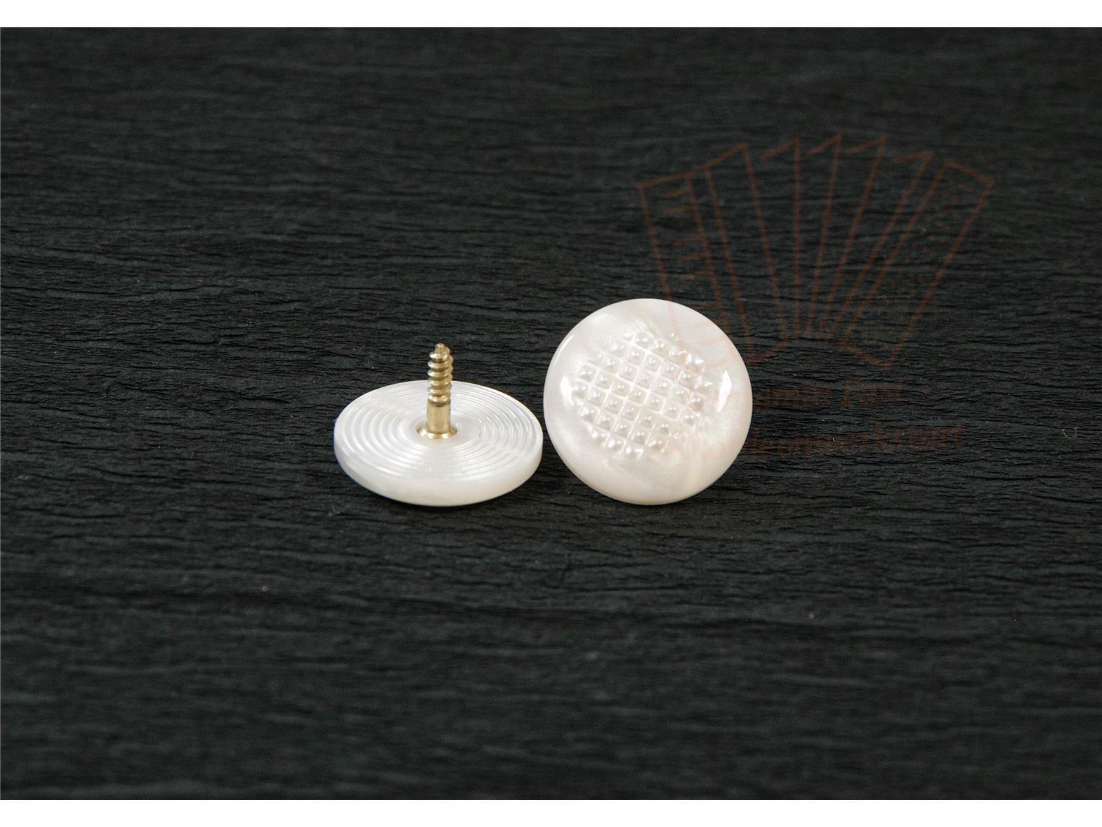 Diskantknopf 14mm Gewinde weiß-perlmutt geriffelt Diskantknopf 13mm Gewinde weiß-perlmutt geriffelt