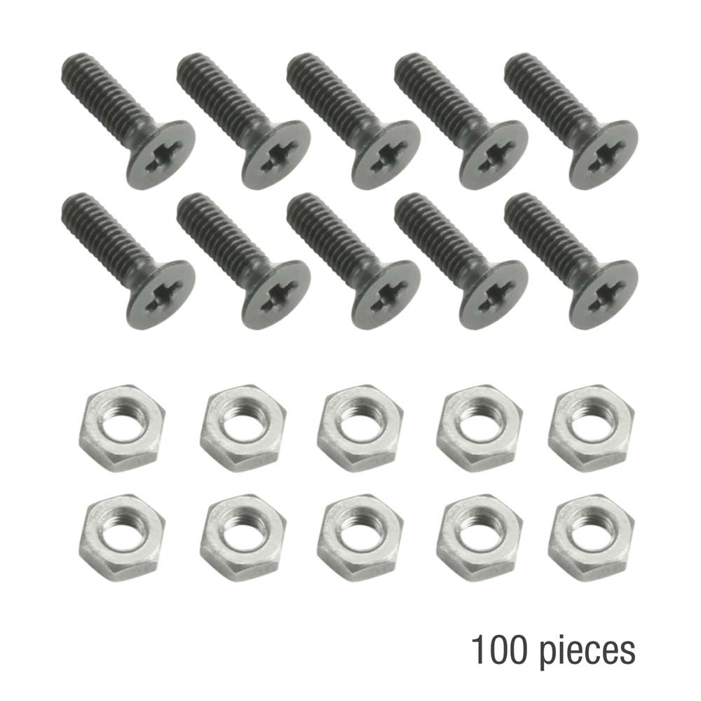 100er Set Kreuzschlitzschraube M3 x 10 schwarz mit Mutt 10er Set Kreuzschlitzschrauben M3 x 10 mm mit Mutter im