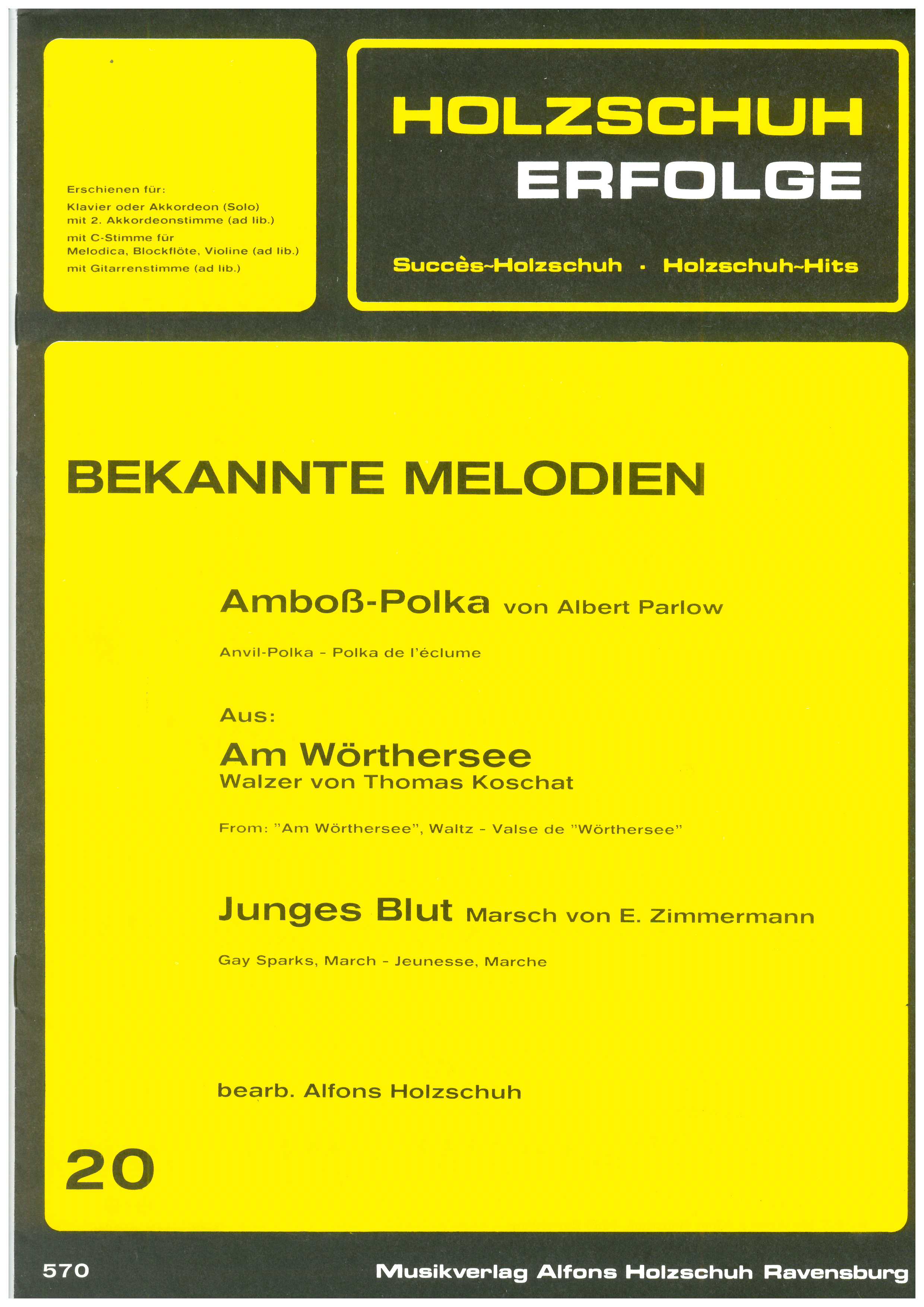 Holzschuh Erfolge 20, Bekannte Melodien - Antiquariat Holzschuh Erfolge 20, Bekannte Melodien - Antiquariat