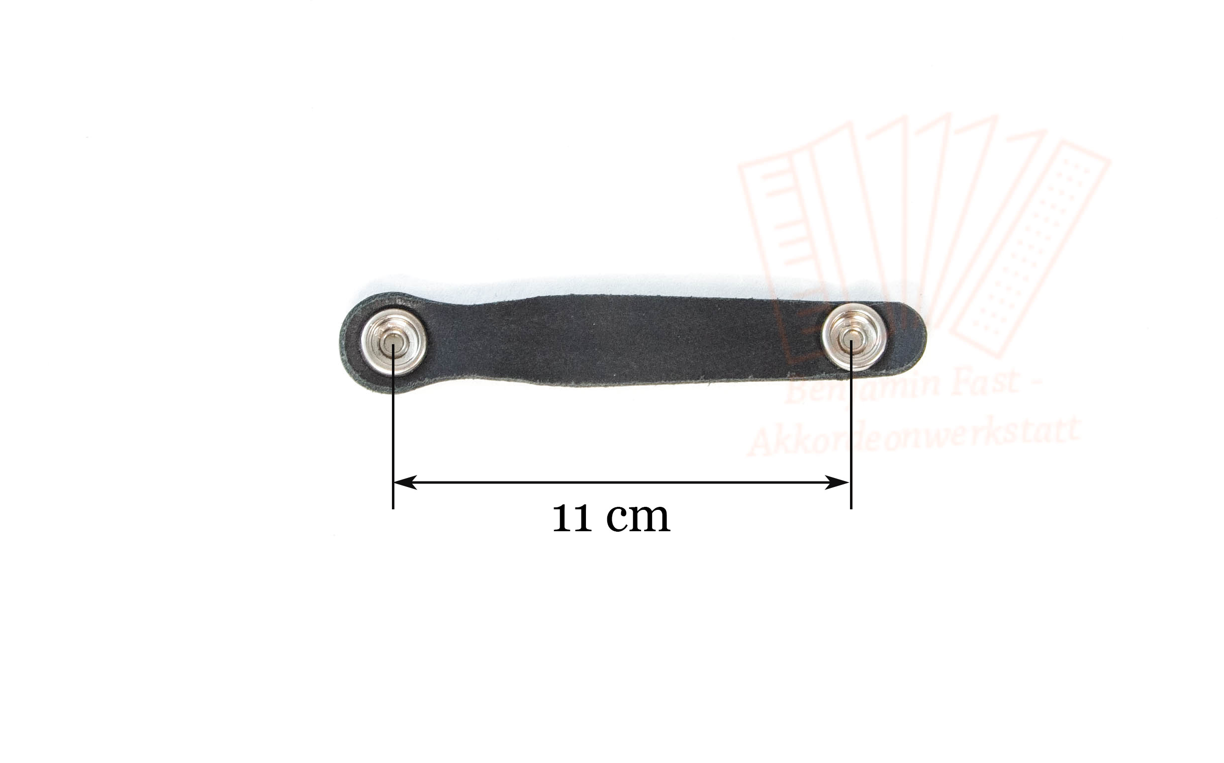 Balgzuhalter Leder Prägung schwarz 2 Druckknöpfe 11,0 cm
